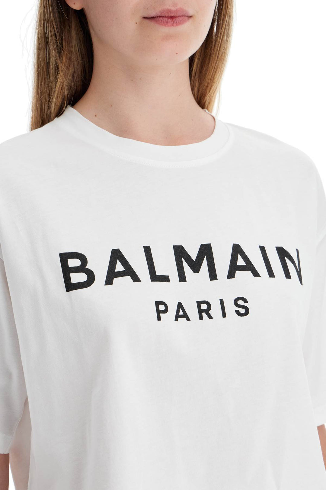 Balmain Logo Print Boxy T Shirt   White