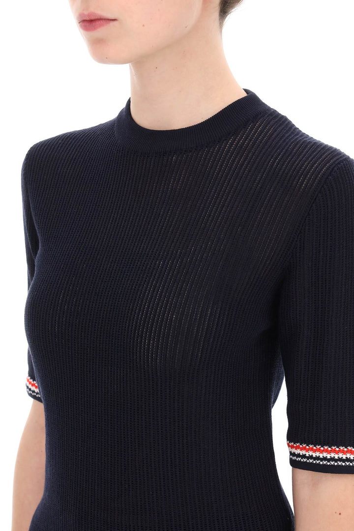 Thom Browne Pointelle Knit T Shirt   Blu