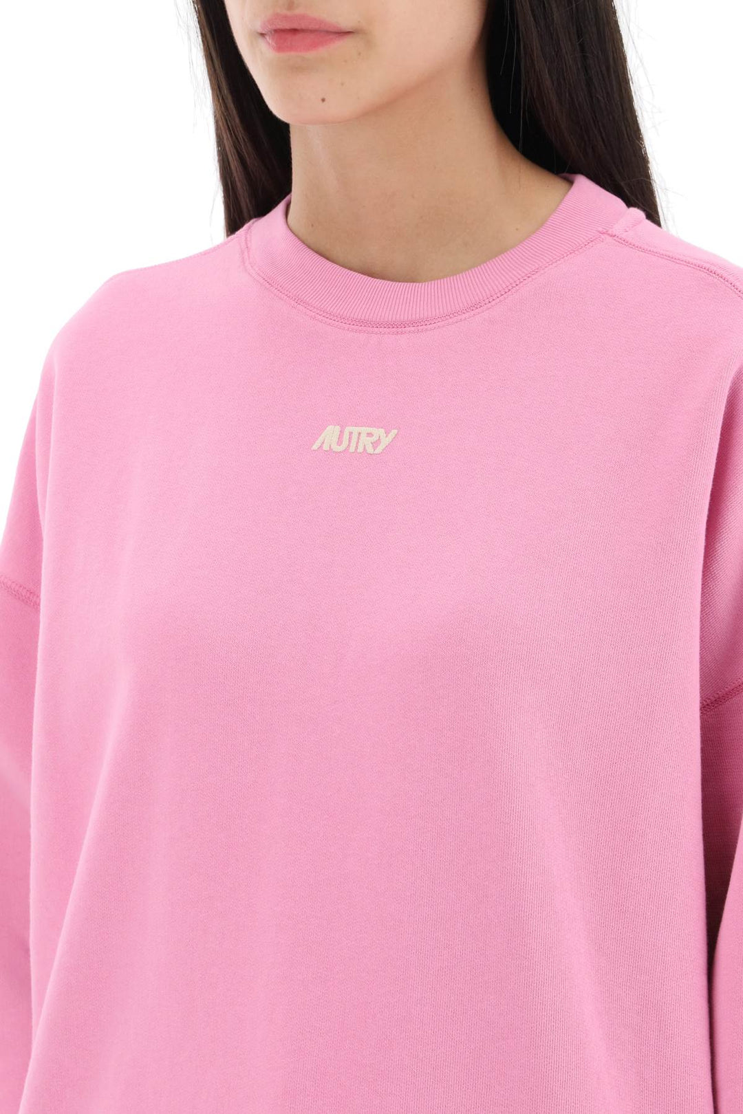 Autry Crew Neck Sweatshirt With Logo Print   Rosa