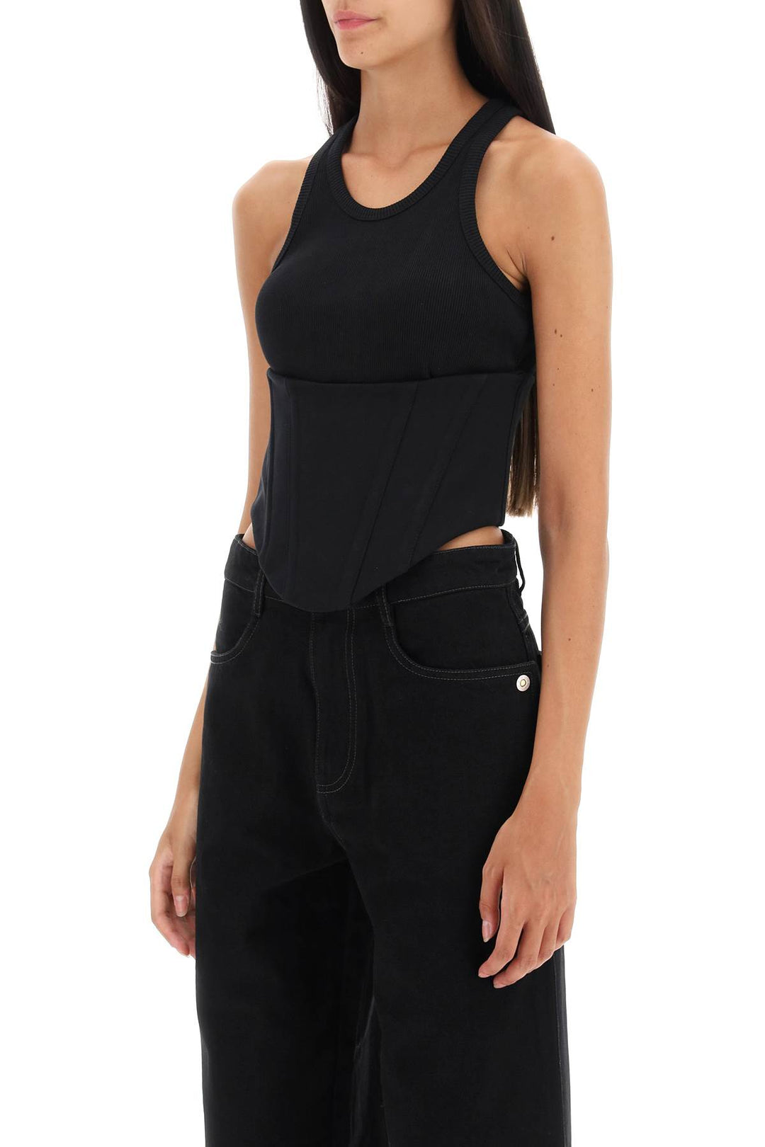 Dion Lee Tank Top With Underbust Corset   Nero