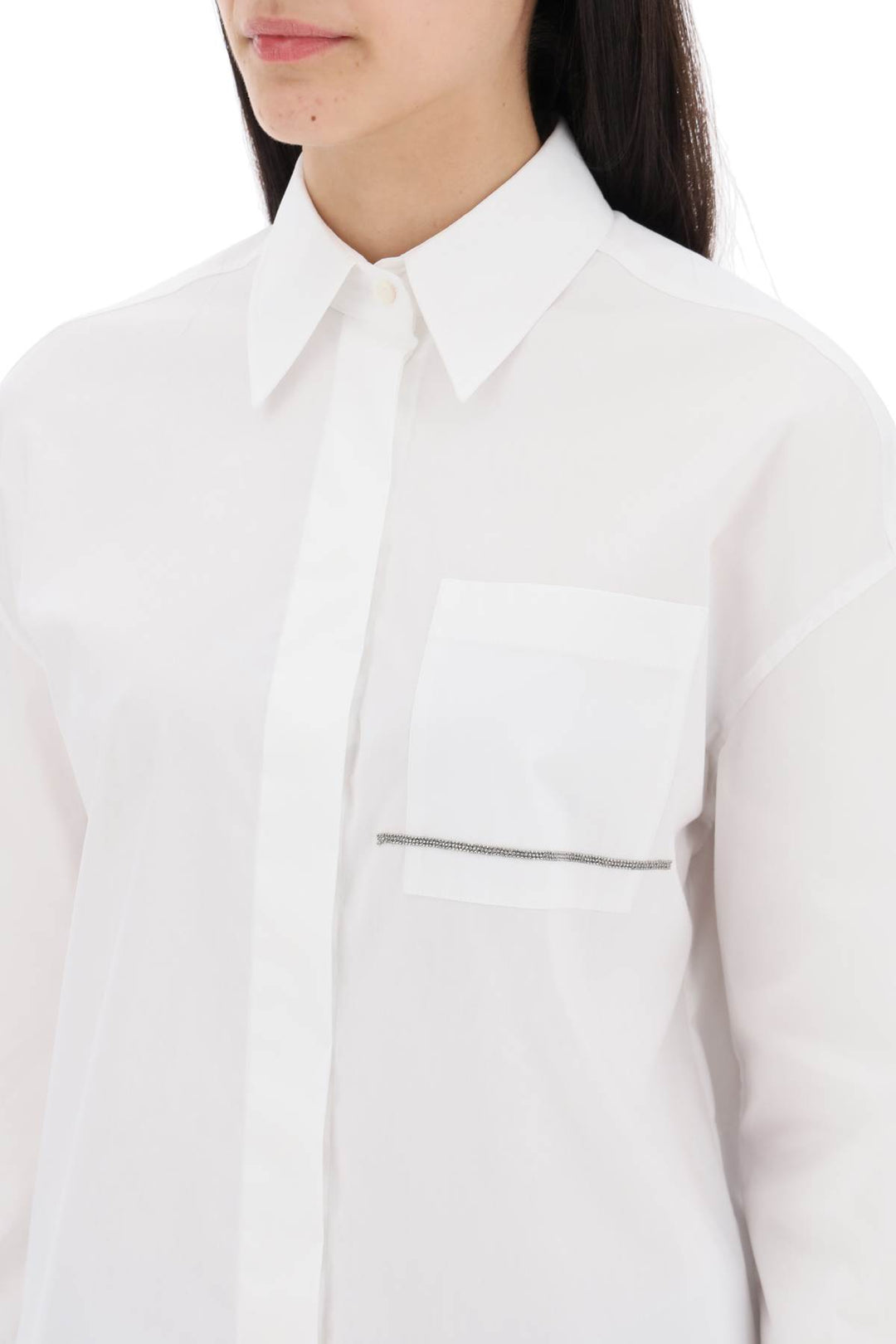 Brunello Cucinelli Shirt With Jewel Detail   Bianco