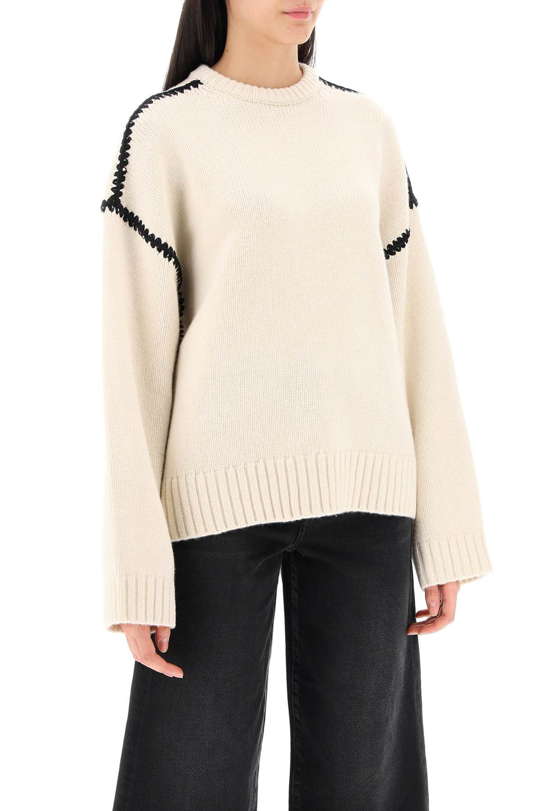 Toteme Sweater With Contrast Embroideries   Neutral