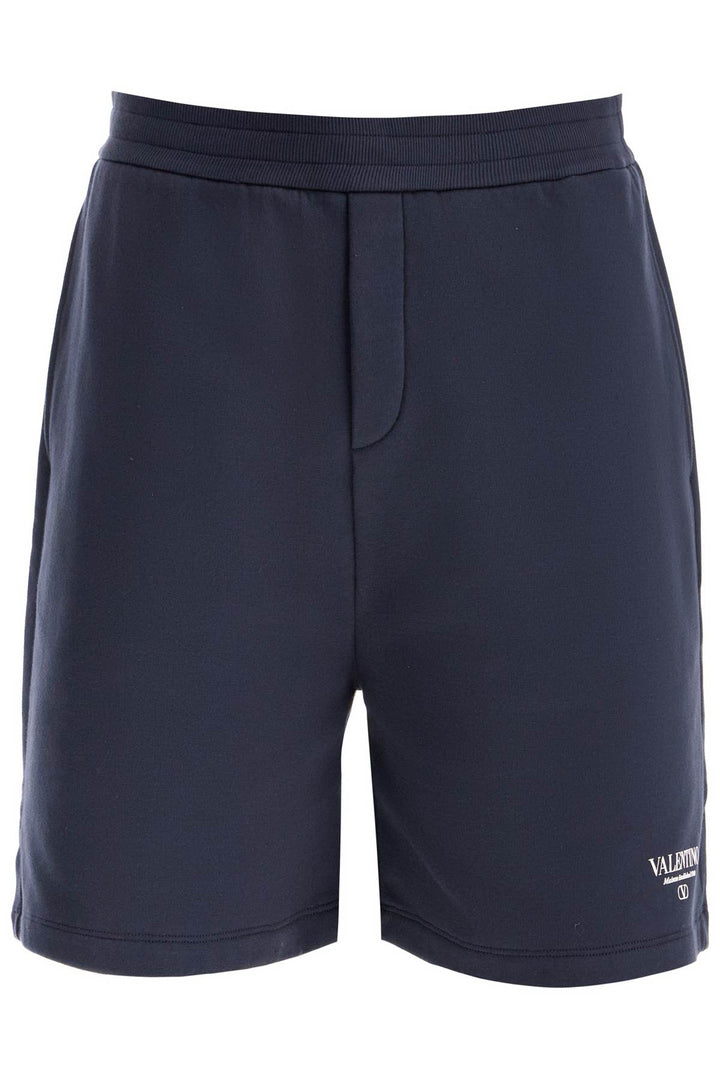 Valentino Garavani Logo Print Jogger Bermuda Shorts With   Blue
