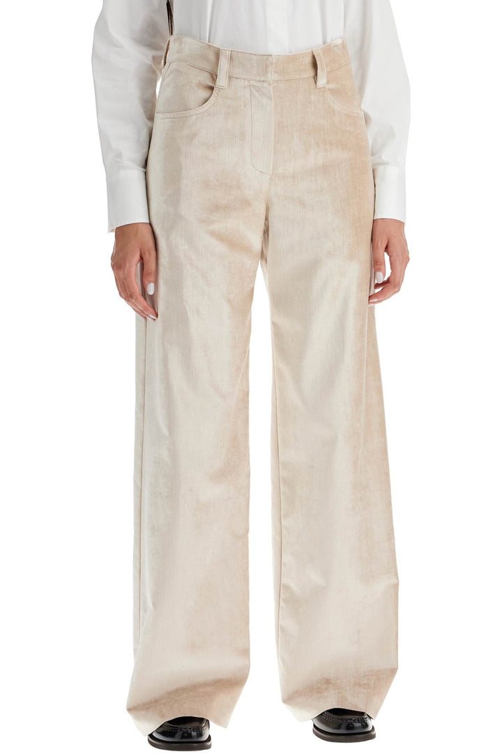 Brunello Cucinelli Velvet Pants For A Stylish Look.   Beige