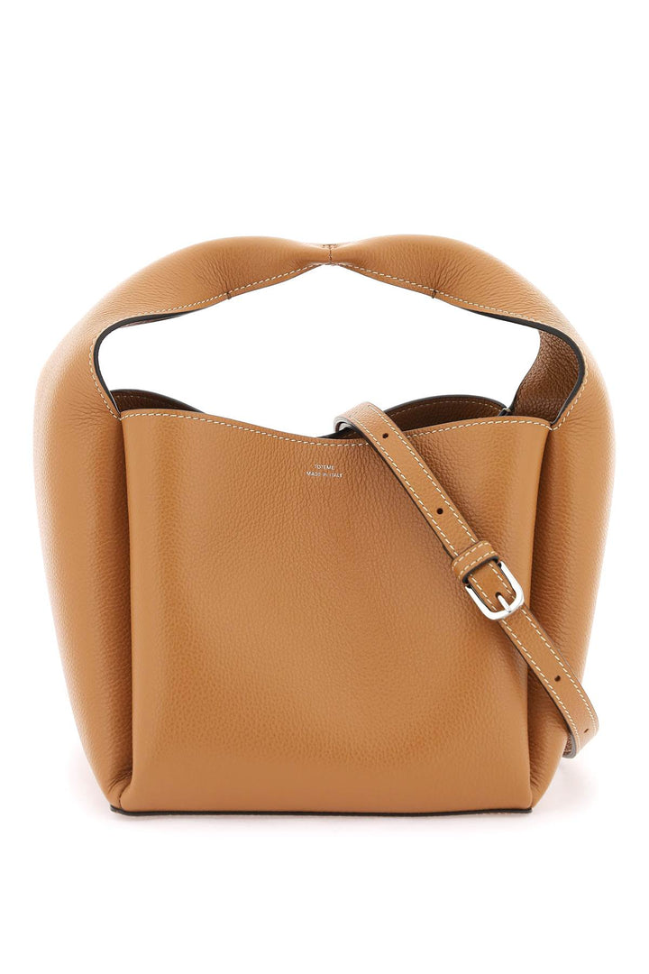 Toteme Hammered Leather Bucket Bag   Brown