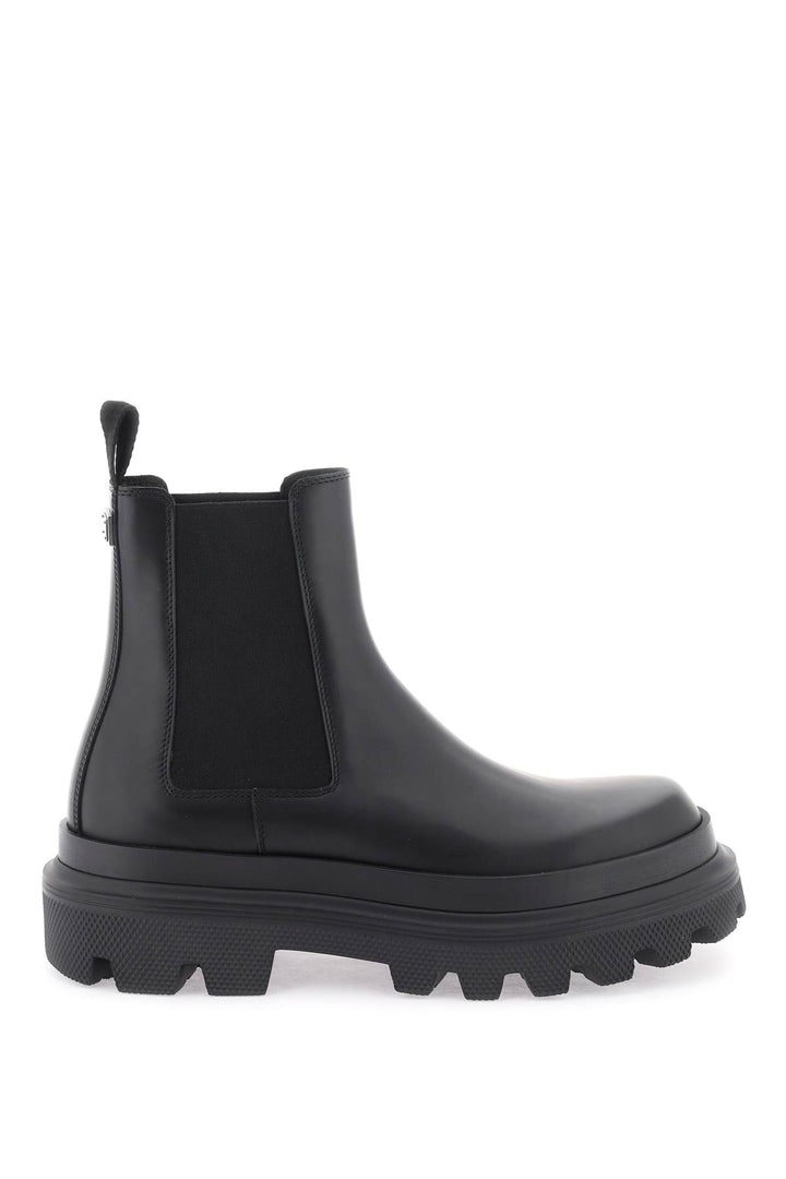 Dolce & Gabbana Chelsea Boots In Brushed Leather   Black