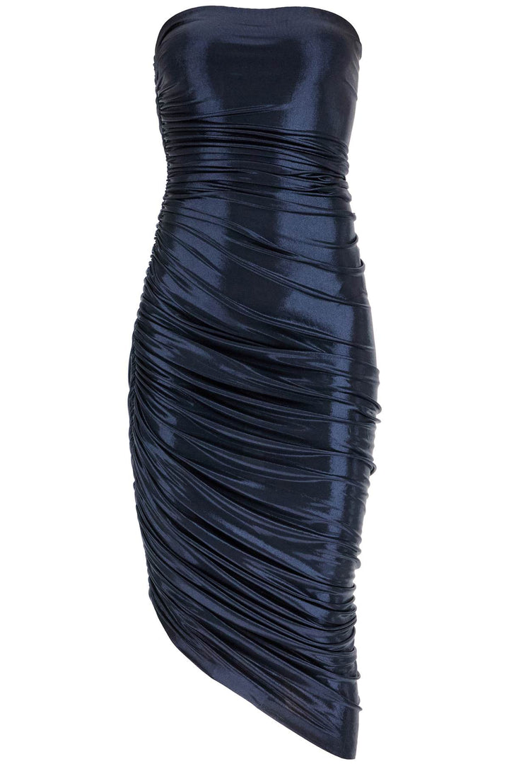 Norma Kamali Diana Strapless Dress In Lycra   Blue