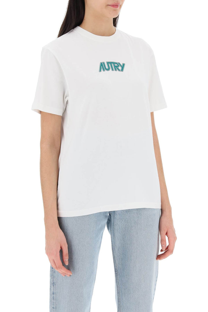 Autry T Shirt With Printed Logo   Bianco