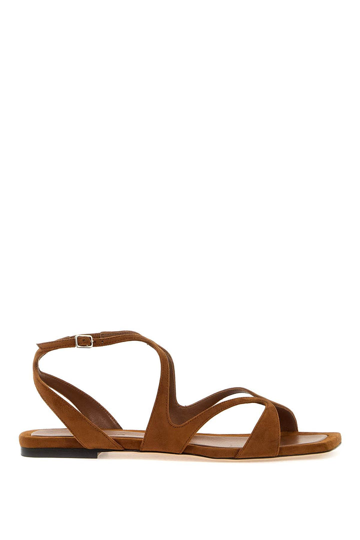 Jimmy Choo Ayla Flat Suede Leather Sandals   Brown