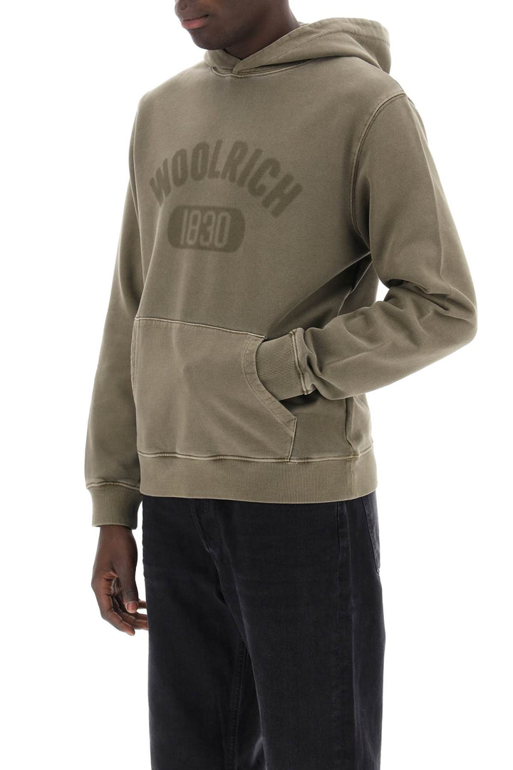 Woolrich Vintage Look Hoodie With Logo Print And   Khaki