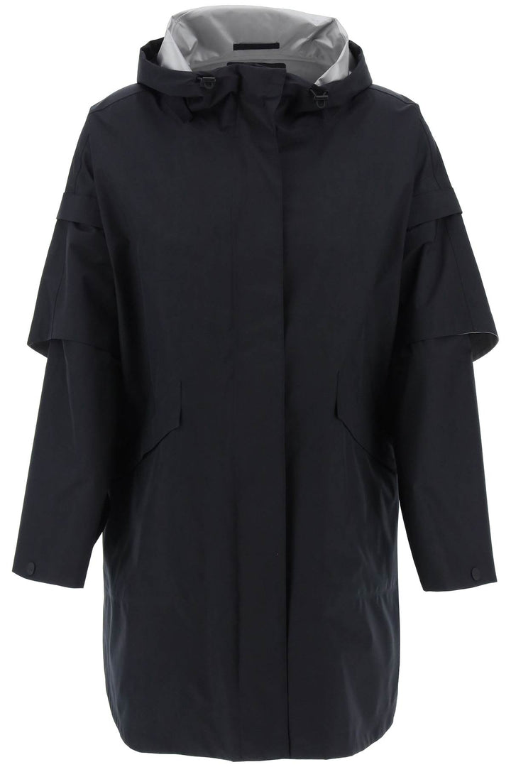 Herno Laminar Removable Sleeve Cape Coat   Black