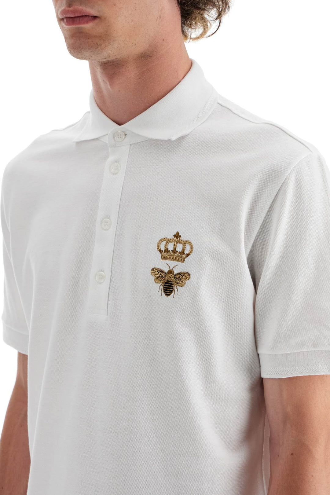 Dolce & Gabbana Slim Fit Polo Shirt With Embroidery   White