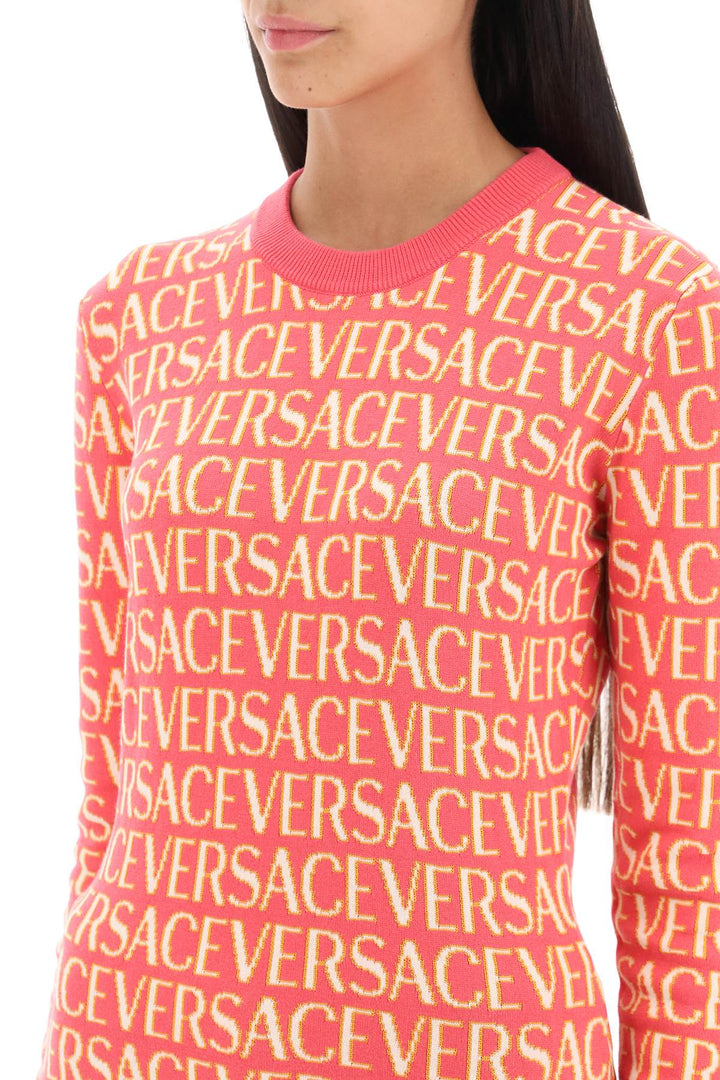 Versace 'Allover' Crew Neck Sweater   Fuxia