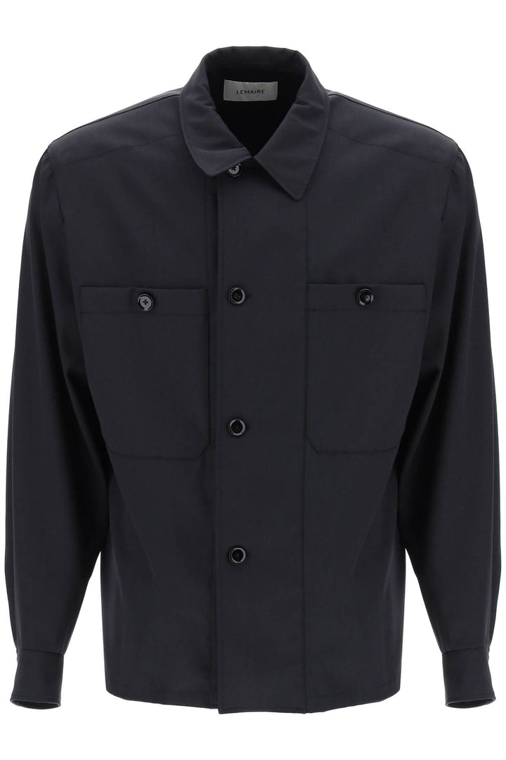 Lemaire Replace With Double Quotelightweight Wool Oversh   Black