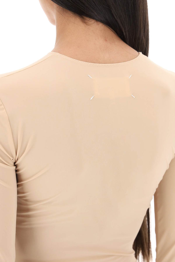 Maison Margiela Second Skin Long Sleeve Lycra Bodysuit   Beige