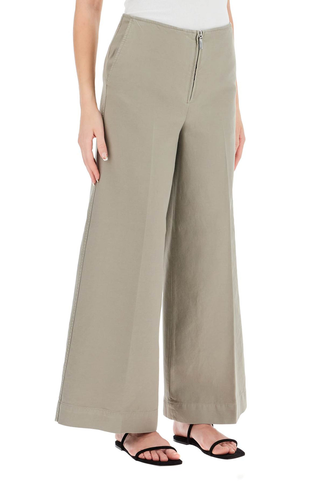 Toteme Zip Front Wide Trousers   Grey