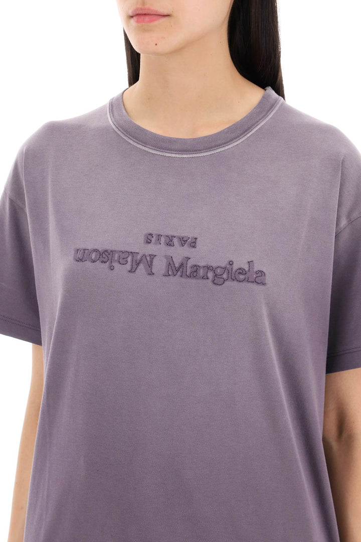 Maison Margiela Reverse Logo Embroidered T Shirt  Purple