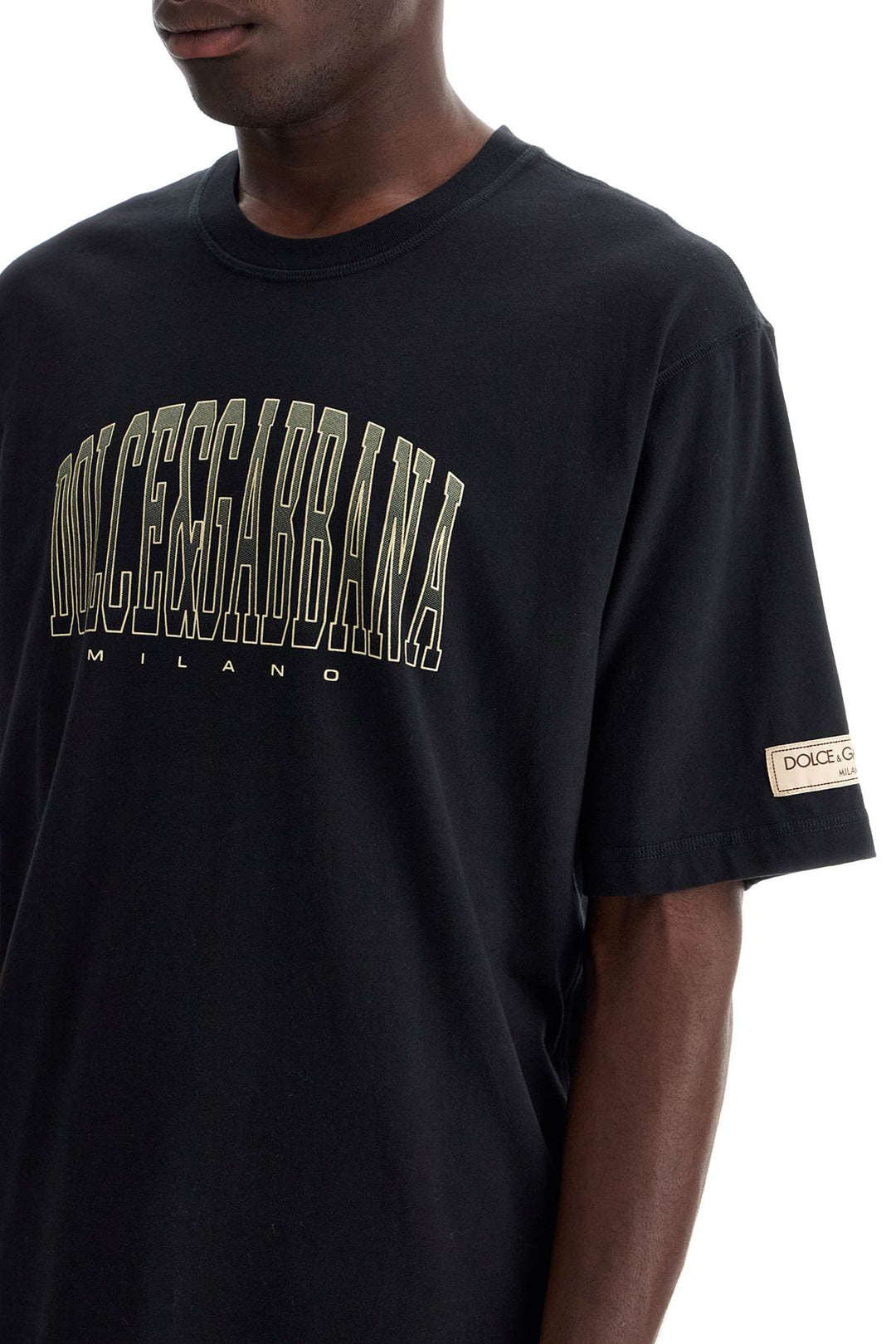 Dolce & Gabbana T Shirt With Logo Print   Black
