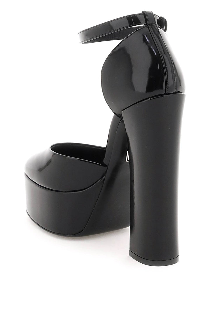 Dolce & Gabbana Polished Leather Platform Pumps   Black