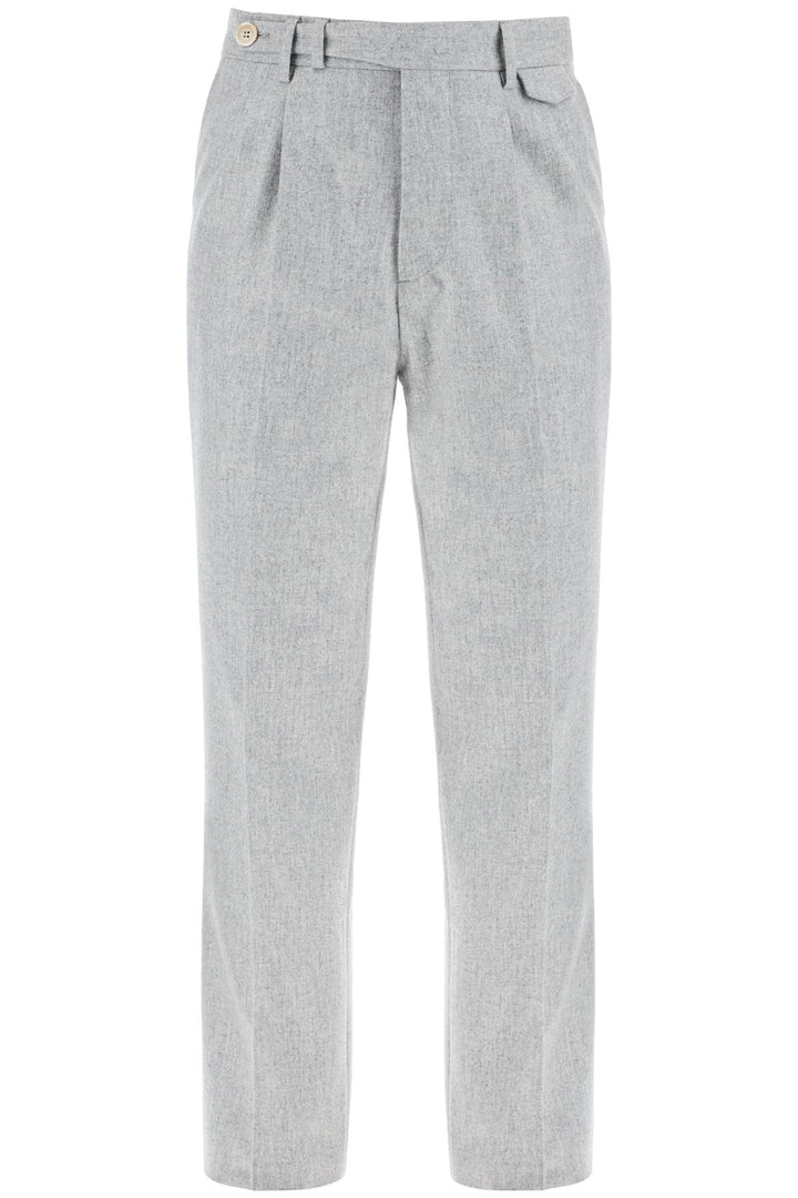 Brunello Cucinelli Flannel Leisure Fit Pants For   Grey