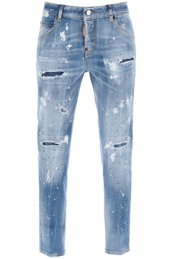 Dsquared2 Cool Girl Jeans In Medium Ice Spots Wash   Celeste