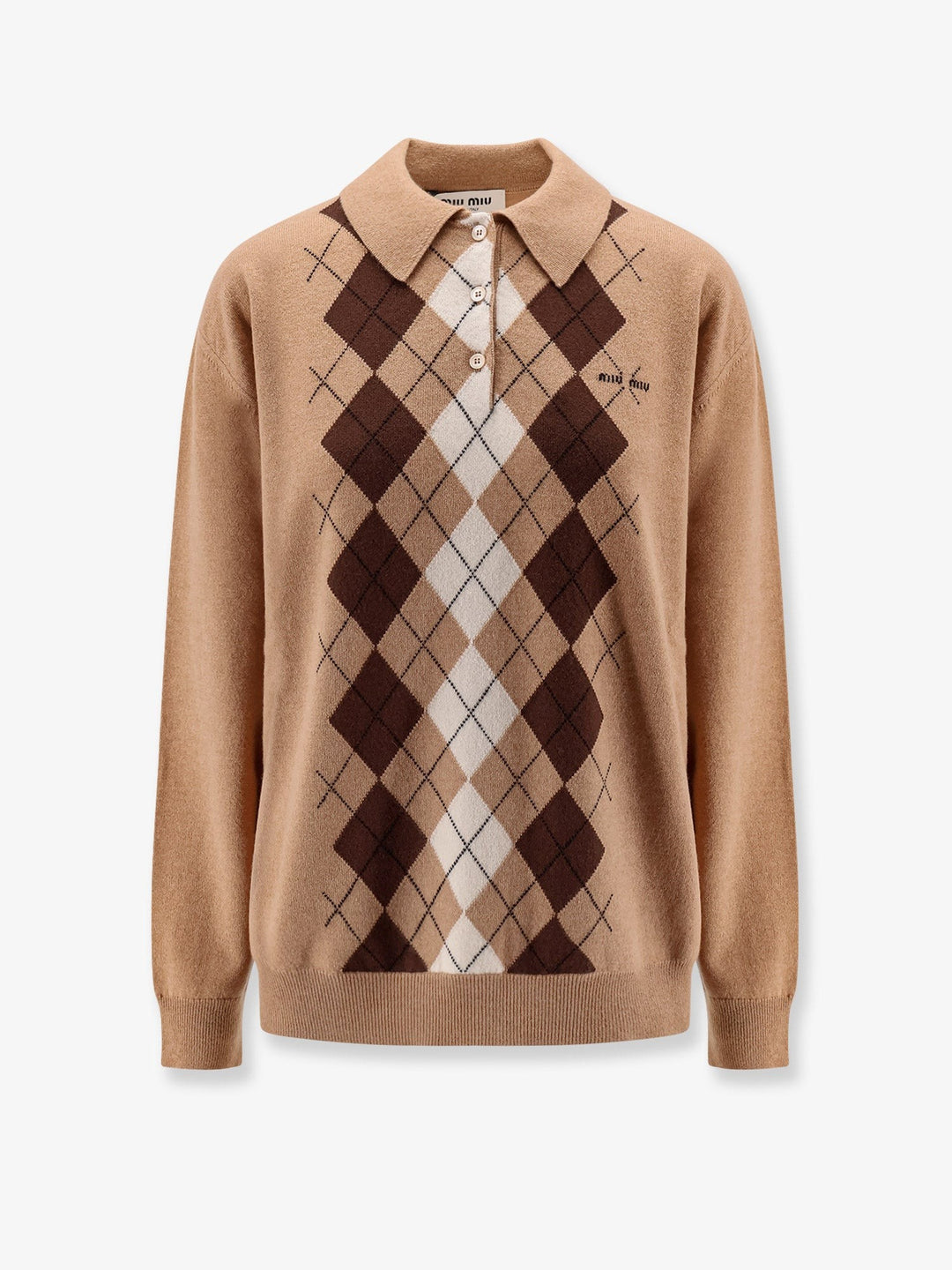 Cashmere Polo Shirt with Miu Miu embroidery