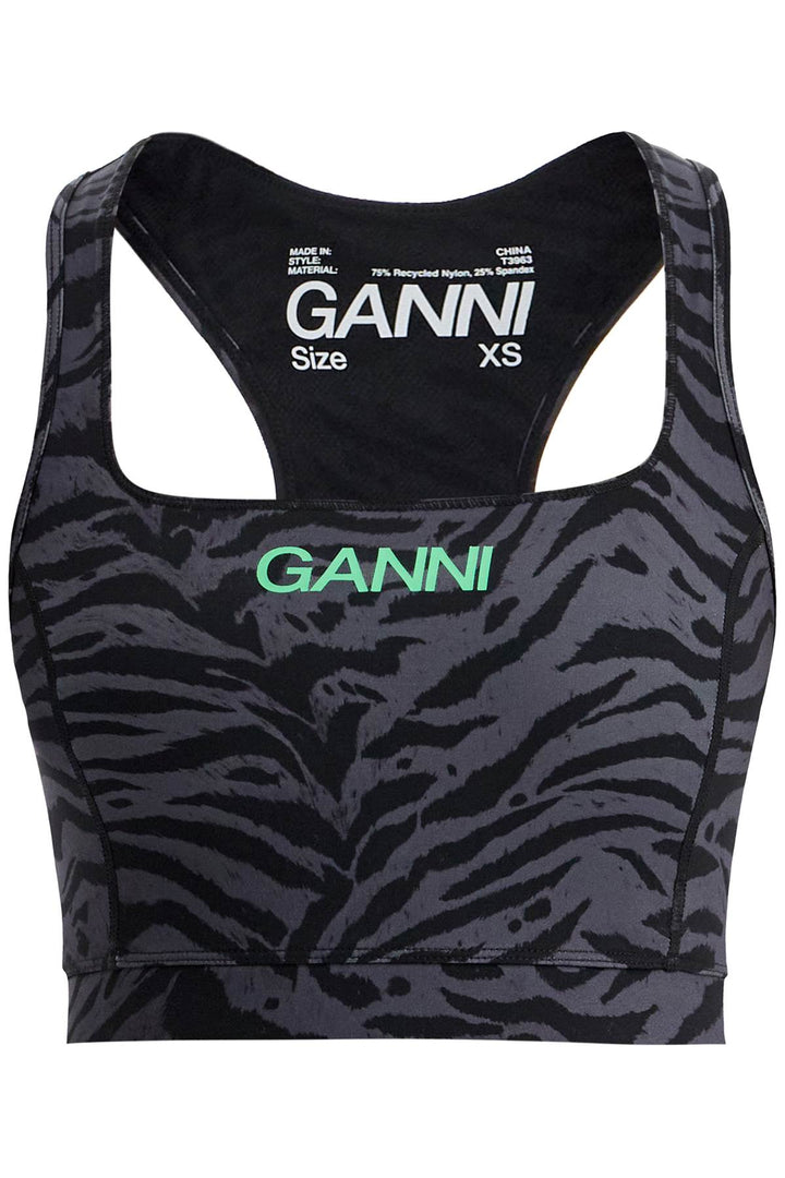 Ganni Sporty Animal Print Top   Grey