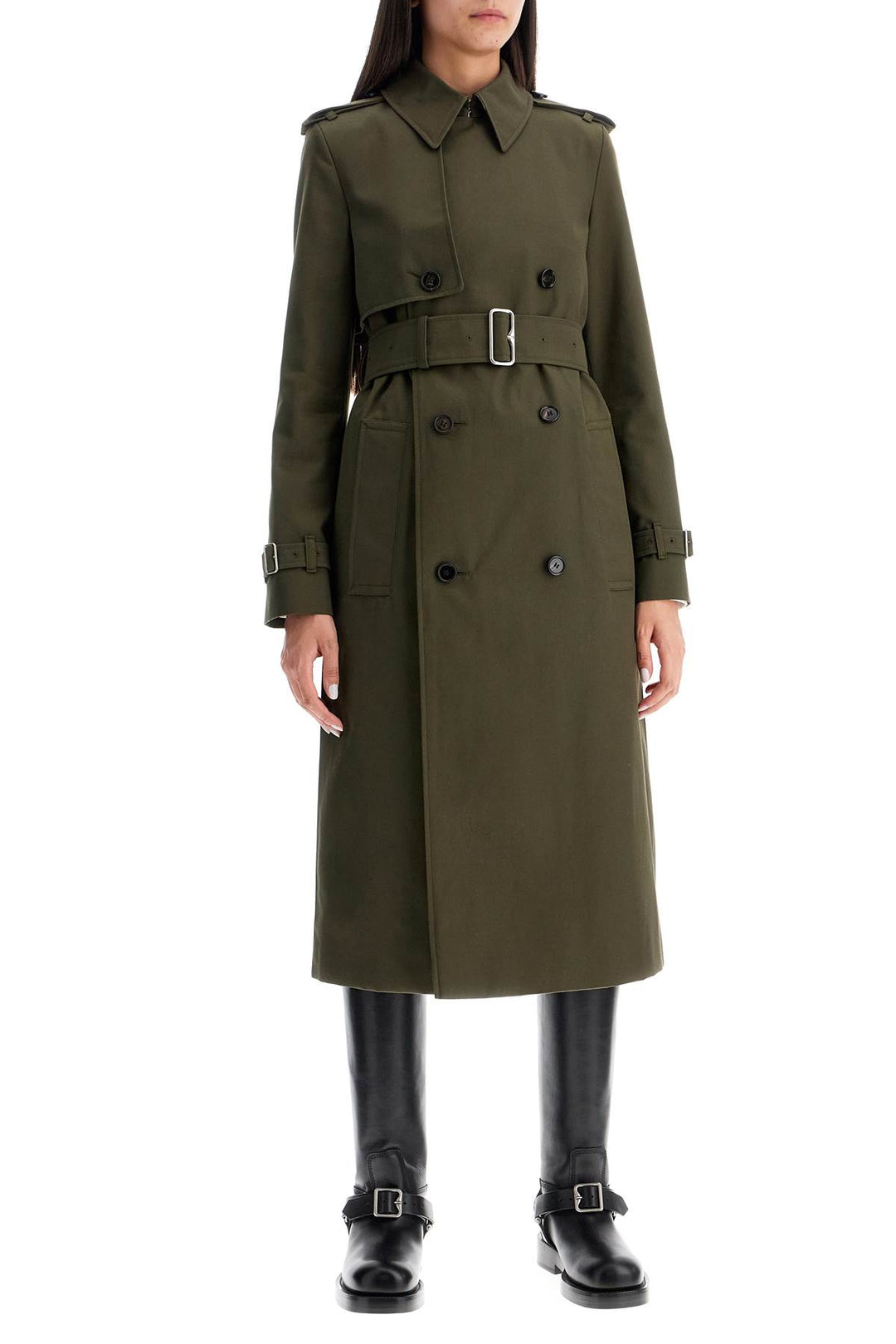 Burberry Double Breasted Trench Coat With   Khaki