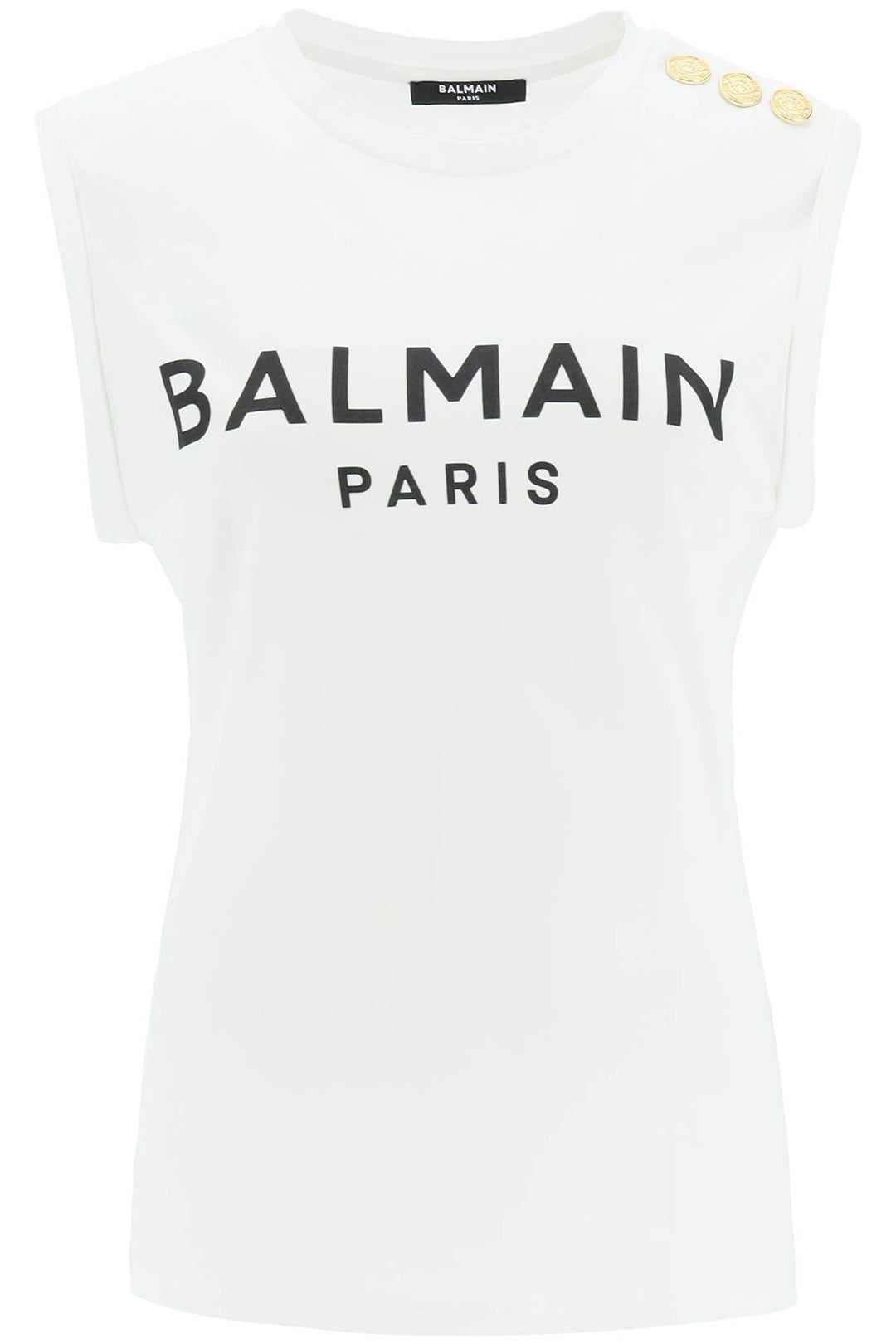Balmain Logo Top With Embossed Buttons   White