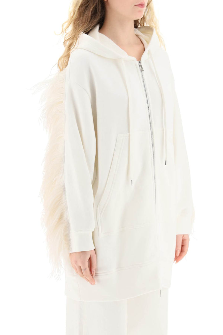 N.21 Oversized Hoodie With Feathers   Bianco