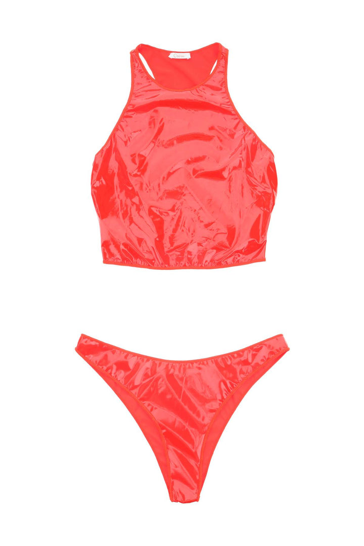 Oséree Latex Bikini Set   Red
