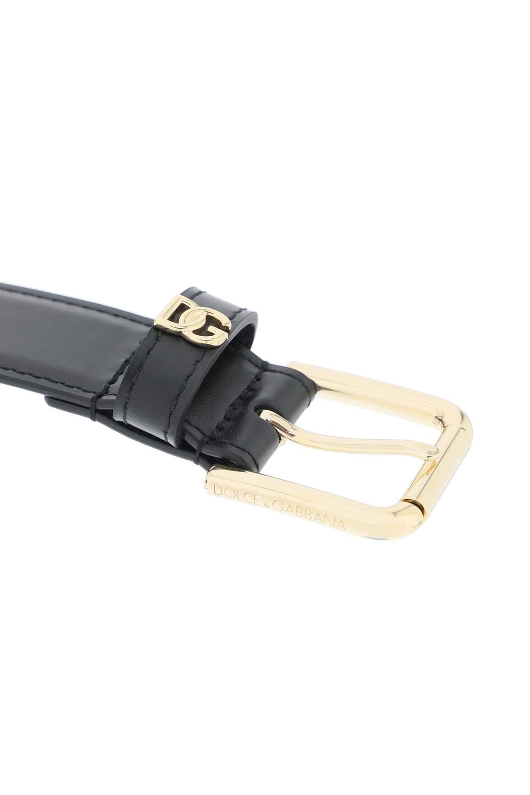 Dolce & Gabbana Dg Logo Leather Belt   Black