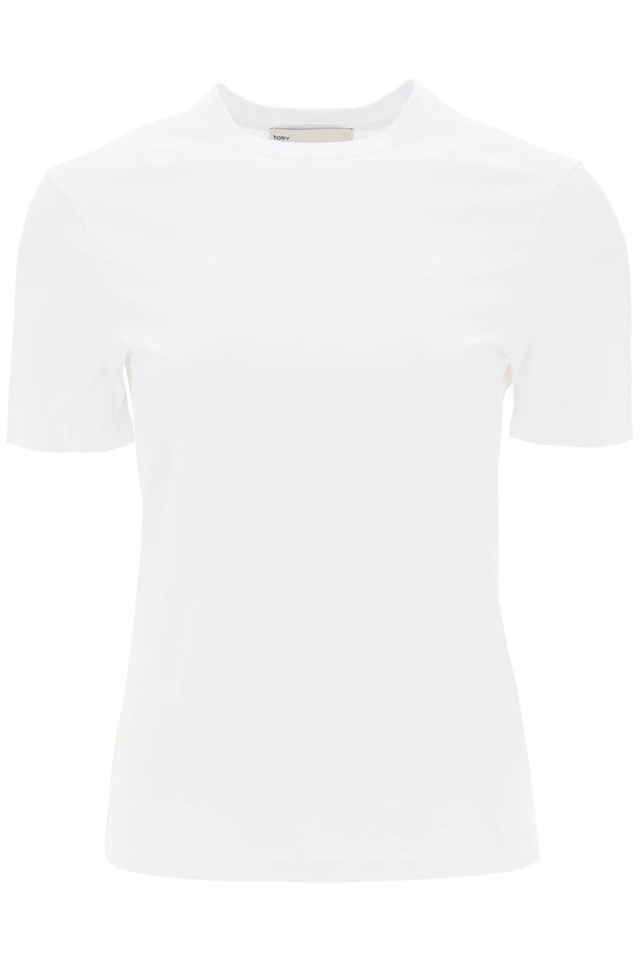 Tory Burch Regular T Shirt With Embroidered Logo   Bianco