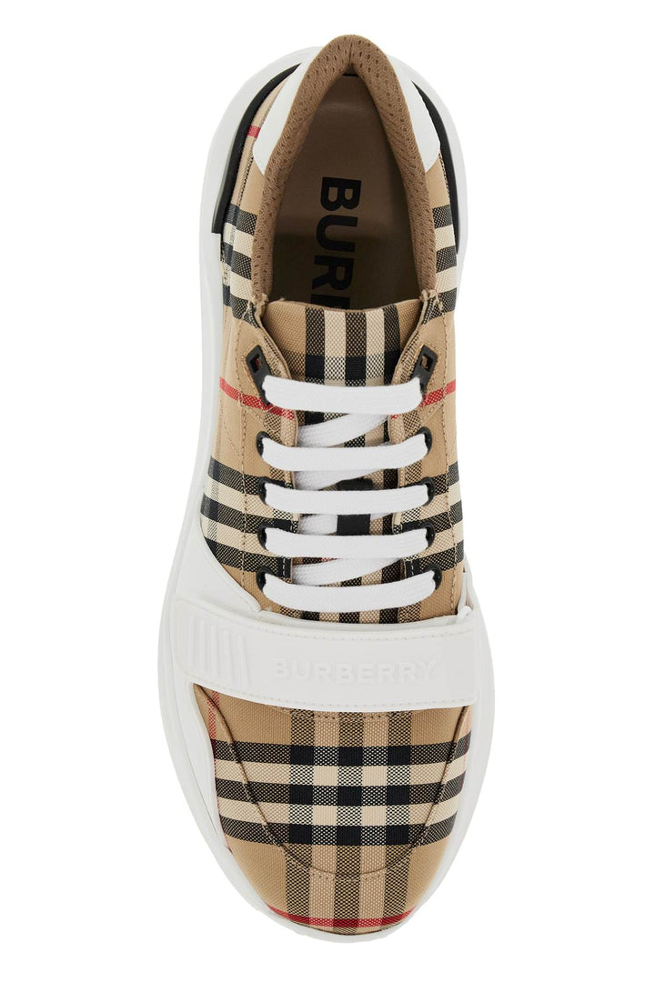 Burberry Check Fabric Sneakers   Beige