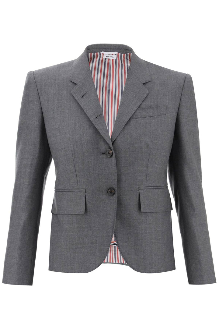 Thom Browne Single Breasted Cropped Jacket In 120's Wool   Grey