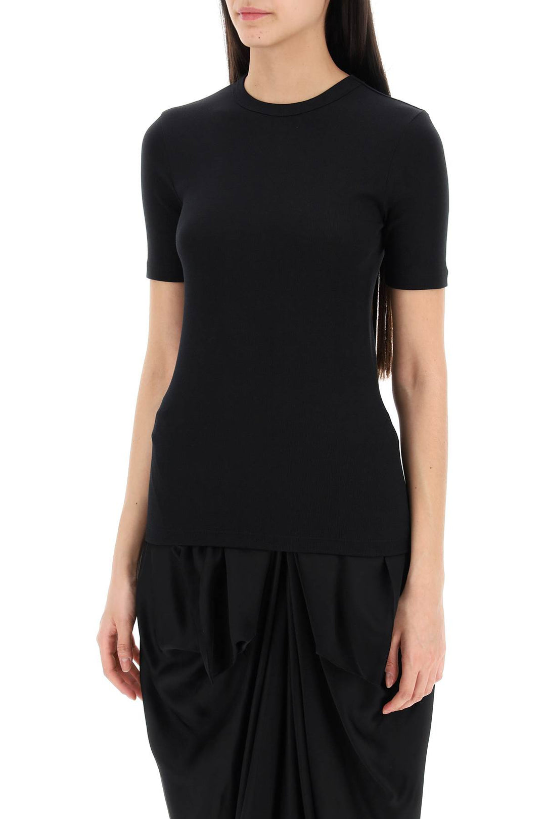 Toteme Ribbed Jersey T Shirt For A   Nero