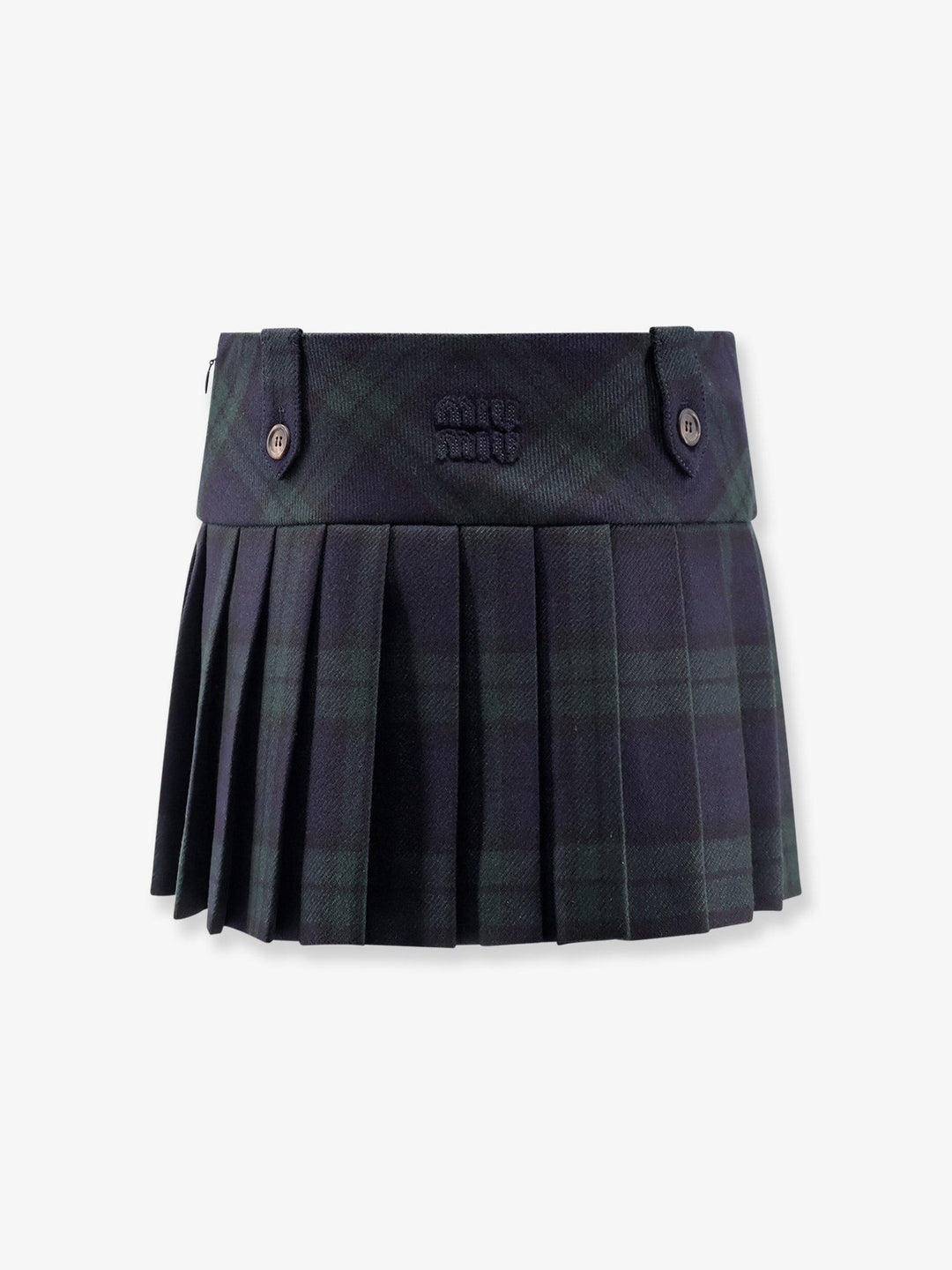 Check virgin wool mini skirt