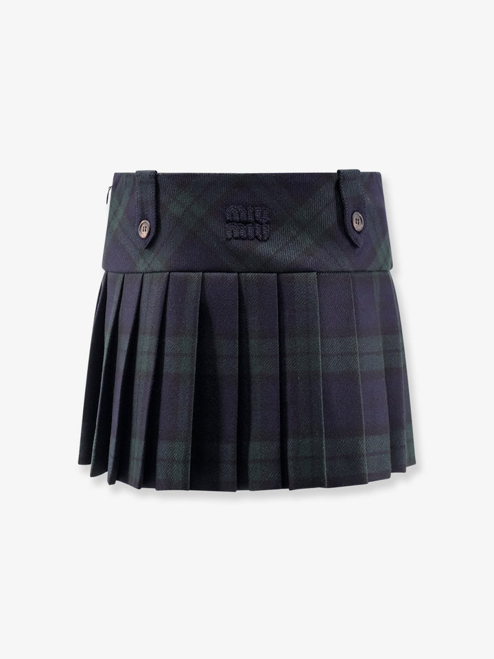 Check virgin wool mini skirt