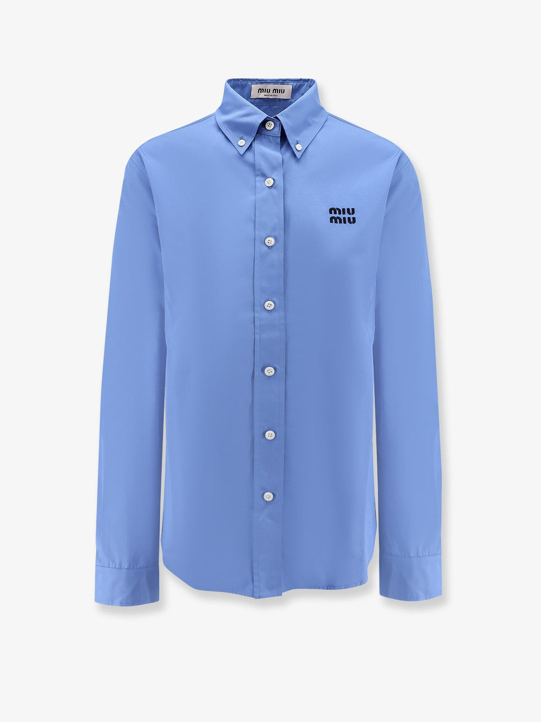 Cotton popeline shirt with logo embroidery