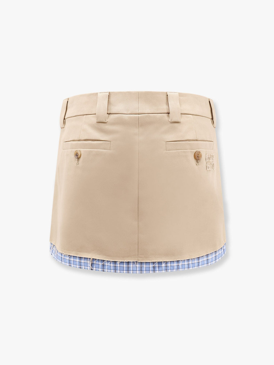 Cotton skirt with check insert on the bottom