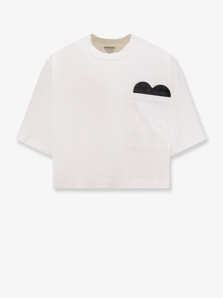 Cotton t-shirt with intrecciato leather detail