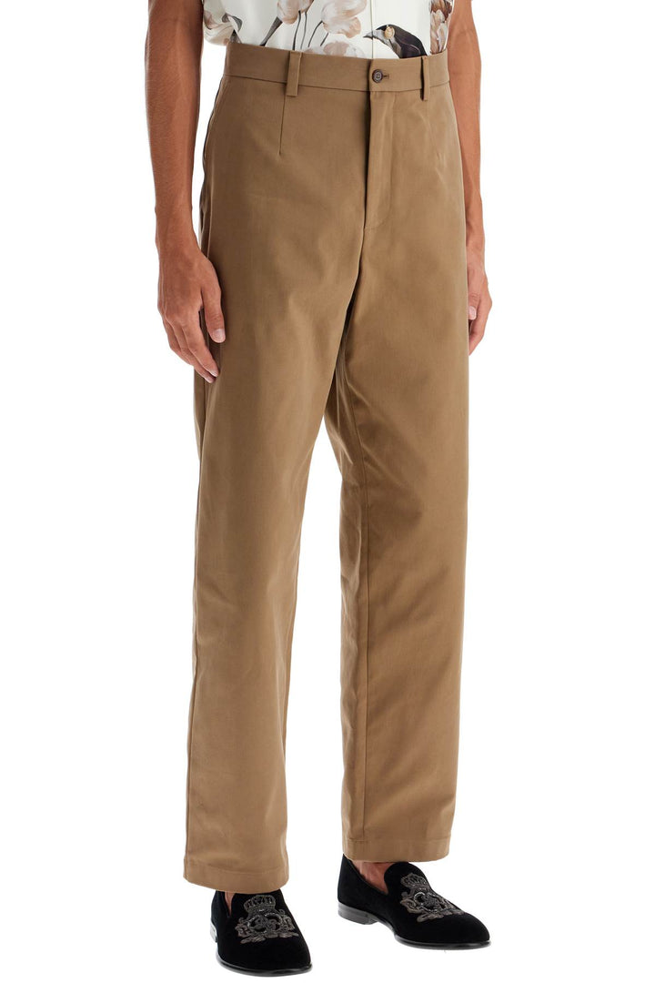 Dolce & Gabbana Straight Cotton Stretch Pants In 8   Brown
