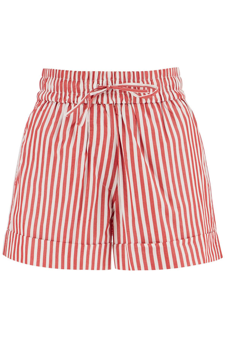 Ganni Striped Cotton Shorts For Men/W   White