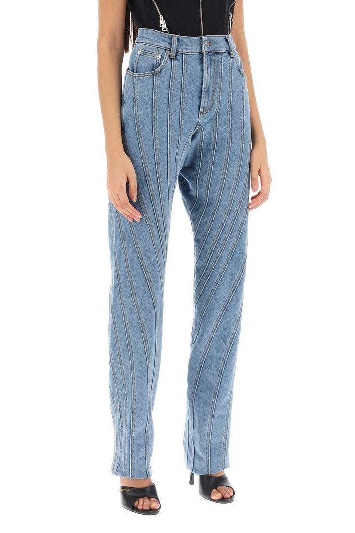 Mugler Spiral Baggy Jeans   Blu