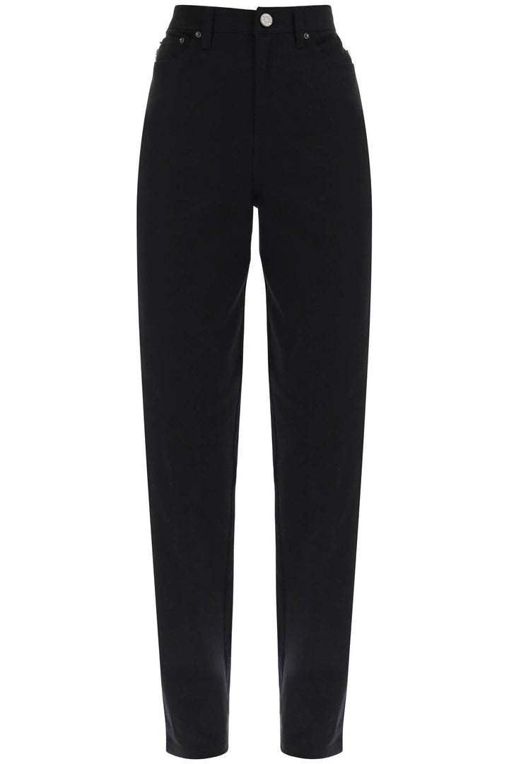 Rotate Straight Jeans With Cristal Fringes   Nero