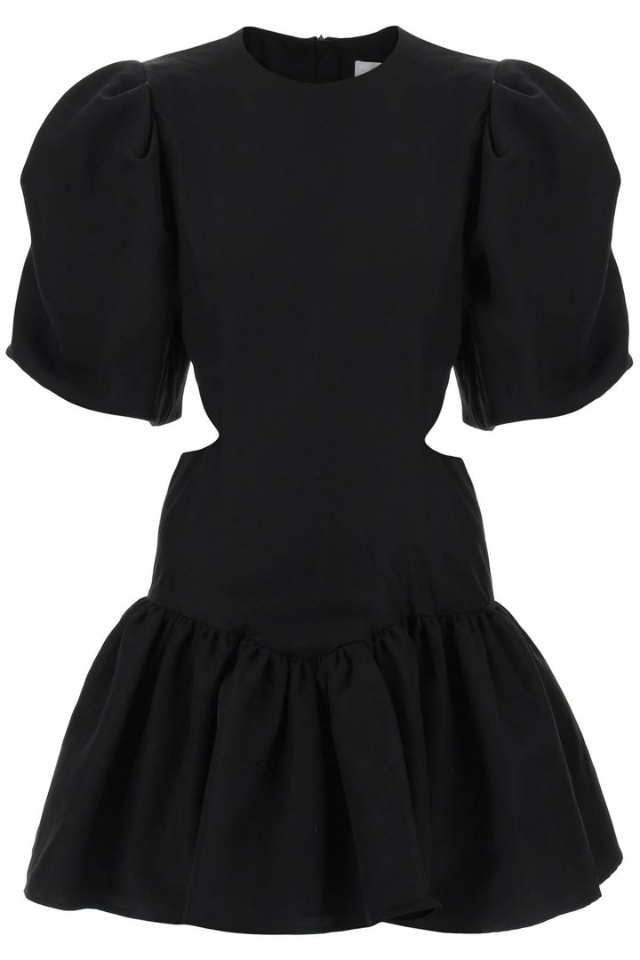 Msgm Mini Dress With Balloon Sleeves And Cut Outs   Nero
