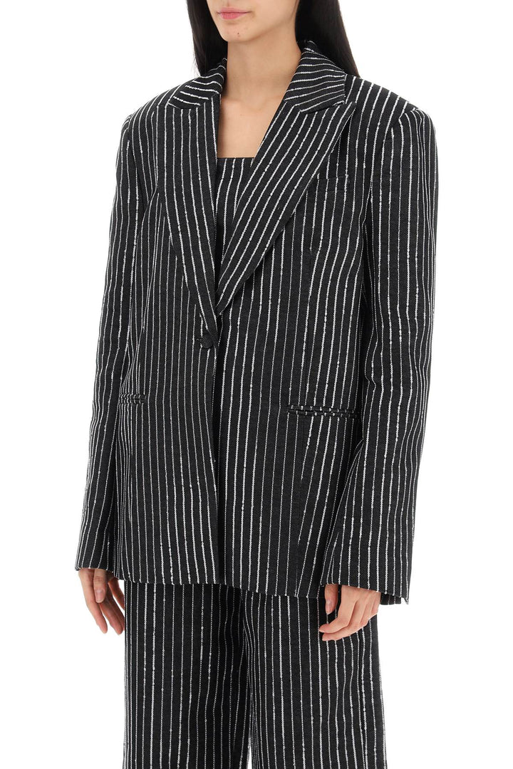 Rotate Blazer With Sequined Stripes   Black