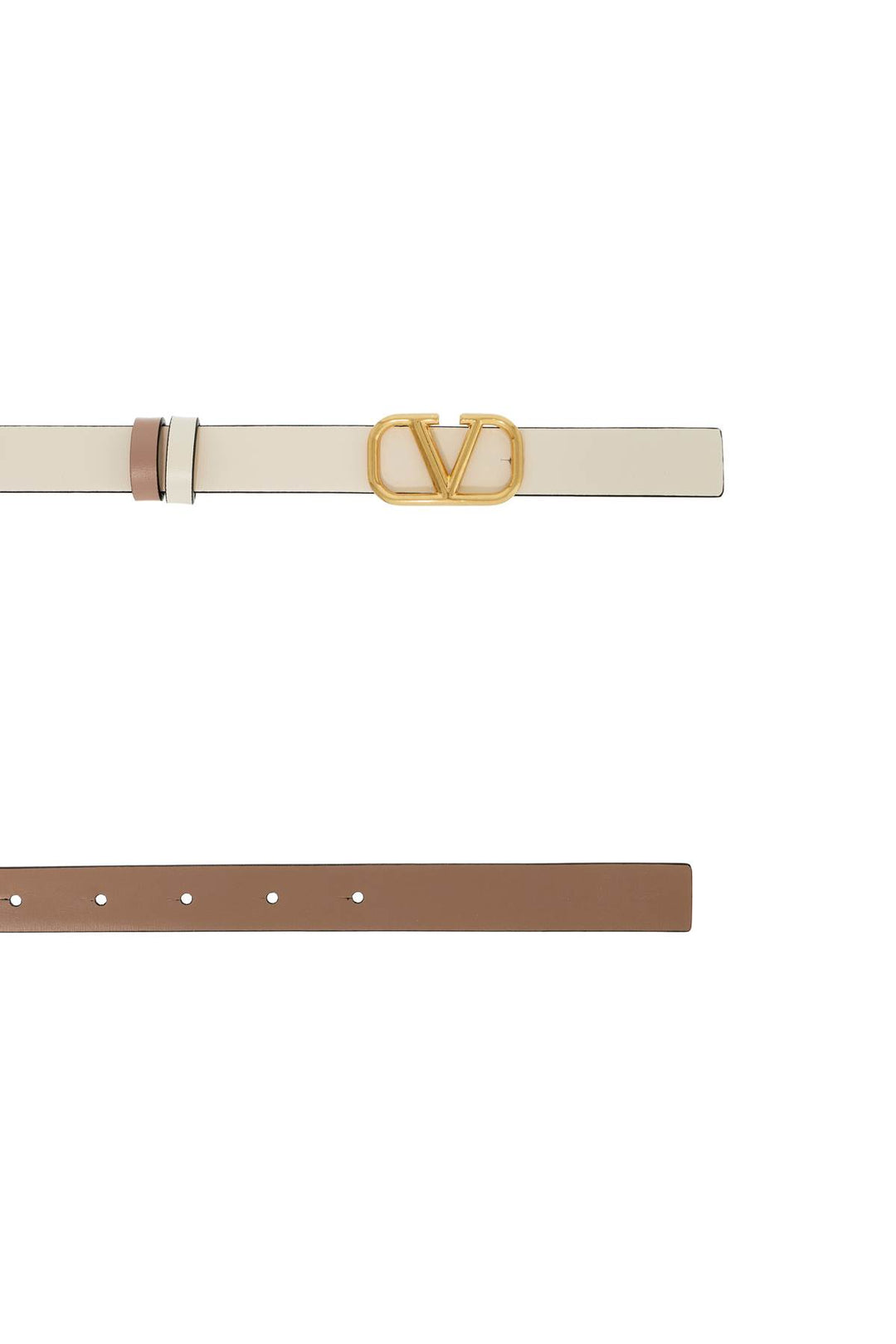 Valentino Garavani Reversible Vlogo Signature Leather Belt   White