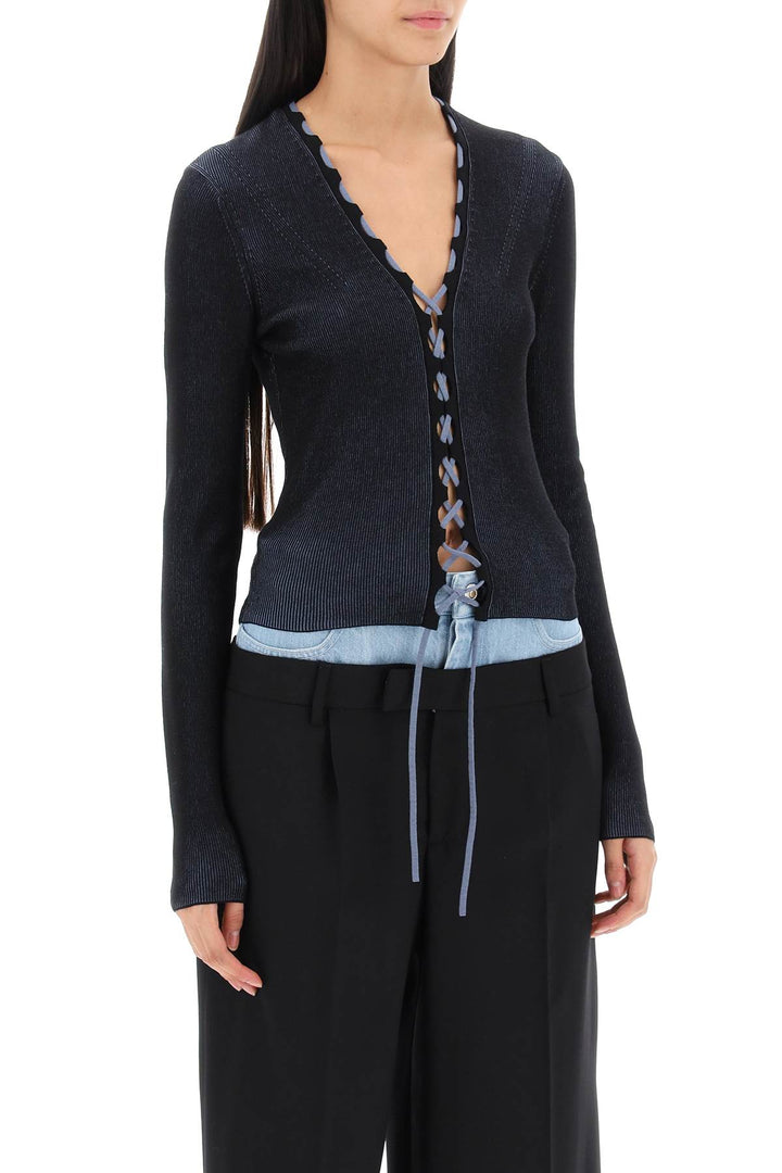 Dion Lee Two Tone Lace Up Cardigan   Nero