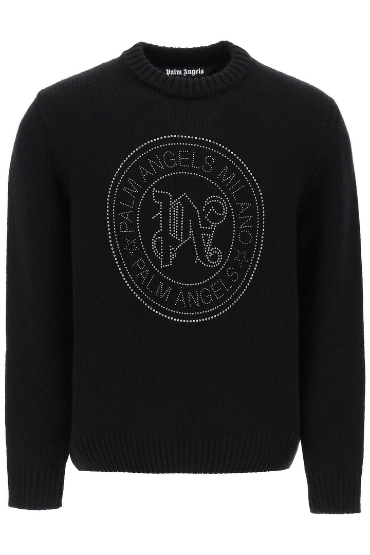 Palm Angels Milan Pullover With Mini Embroidered Studs  Black